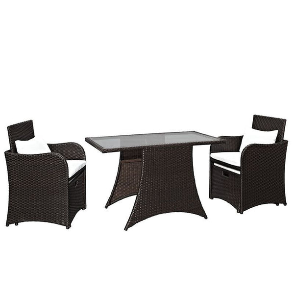 Artesia 5 Piece Outdoor Patio Dining Set in Brown White