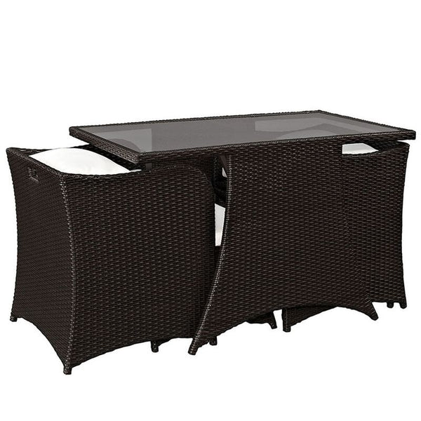 Artesia 5 Piece Outdoor Patio Dining Set in Brown White