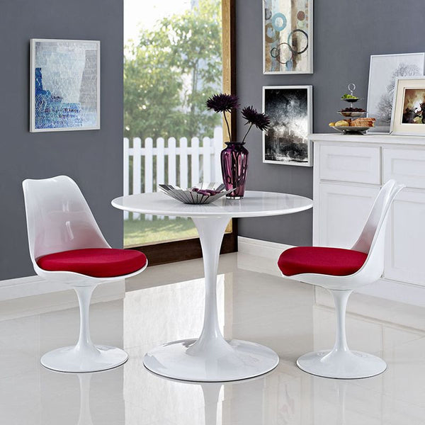 Lippa 36" Wood Top Dining Table in White