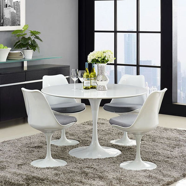 Lippa 47" Wood Top Dining Table in White