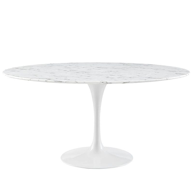 Lippa 60" Artificial Marble Dining Table in White