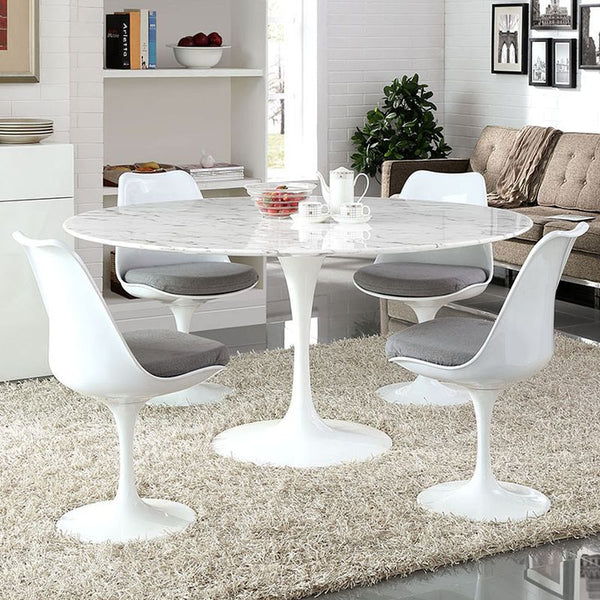 Lippa 60" Artificial Marble Dining Table in White