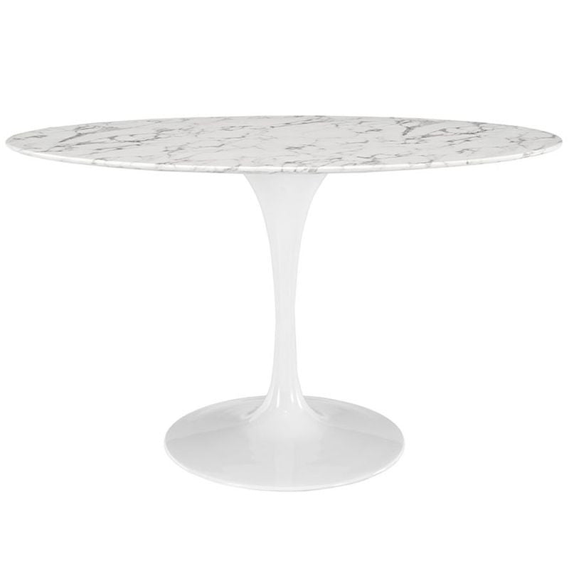 Lippa 54" Oval-Shaped Artificial Marble Dining Table in White