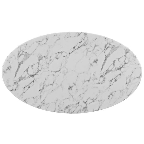 Lippa 54" Oval-Shaped Artificial Marble Dining Table in White