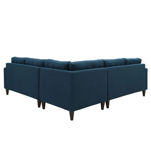 Empress 3 Piece Fabric Sectional Sofa Set in Azure