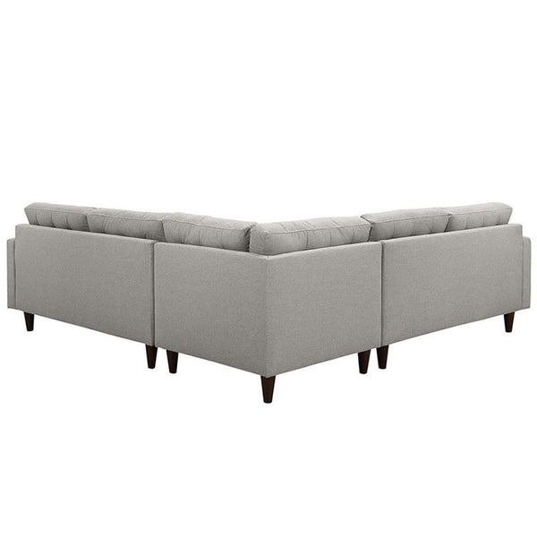 Empress 3 Piece Fabric Sectional Sofa Set in Light Gray