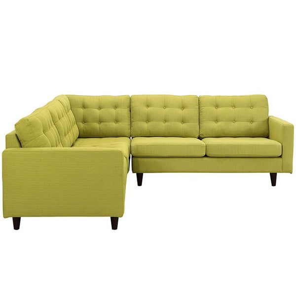 Empress 3 Piece Fabric Sectional Sofa Set in Wheatgrass