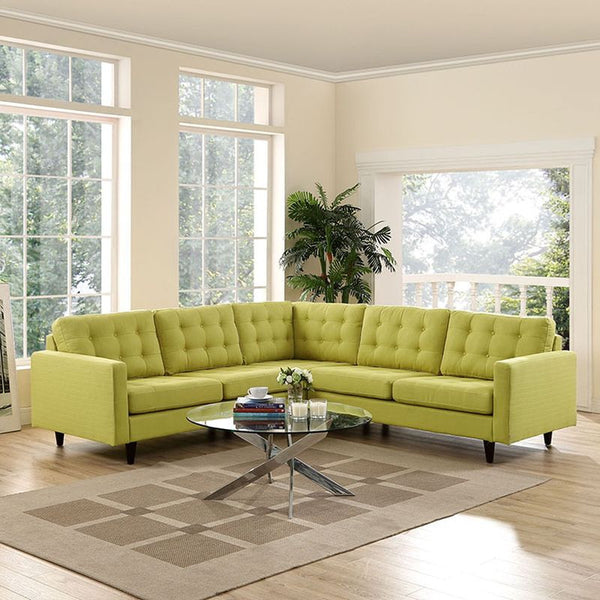 Empress 3 Piece Fabric Sectional Sofa Set in Wheatgrass