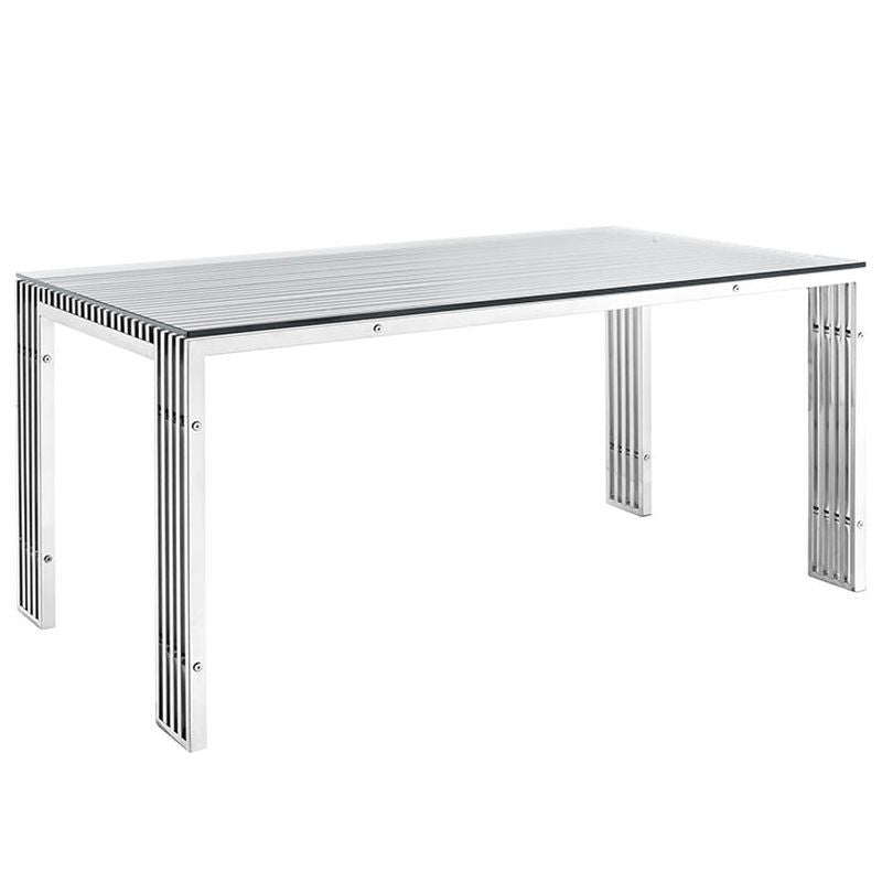 Gridiron Stainless Steel Dining Table in Silver