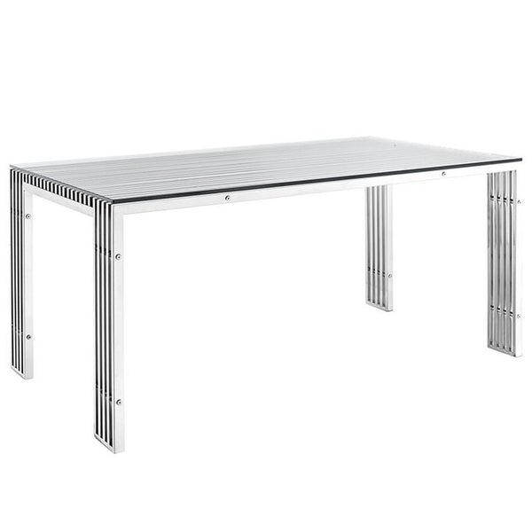 Gridiron Stainless Steel Dining Table in Silver