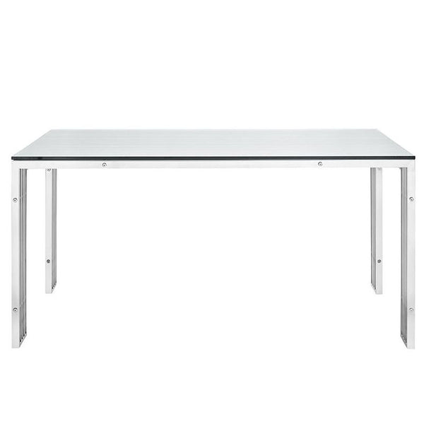 Gridiron Stainless Steel Dining Table in Silver