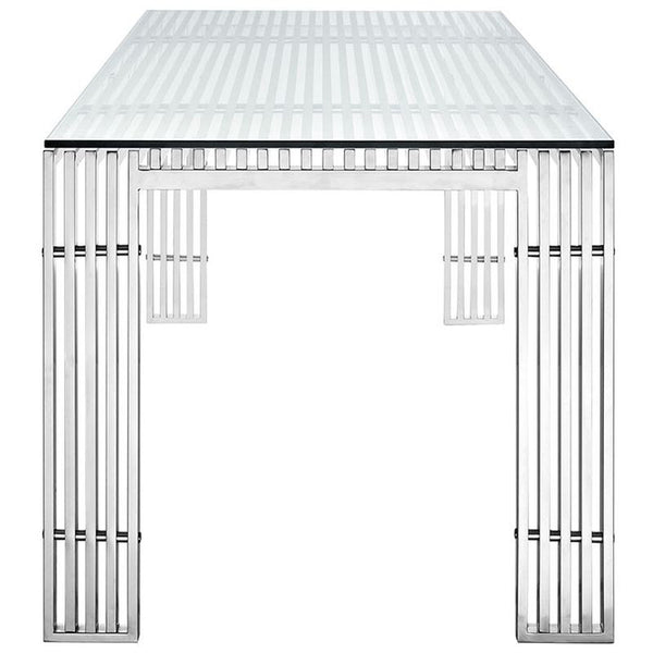 Gridiron Stainless Steel Dining Table in Silver