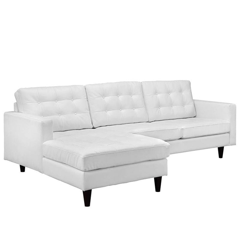 Empress Left-Facing Leather Sectional Sofa in White