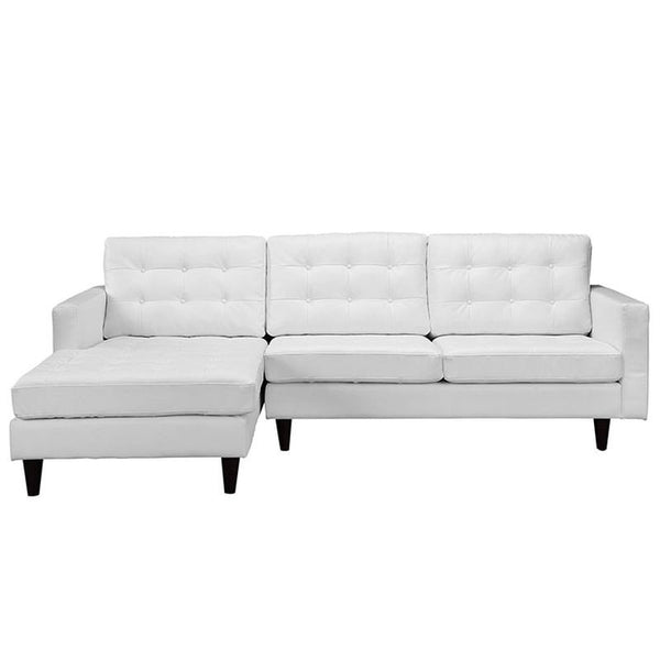 Empress Left-Facing Leather Sectional Sofa in White