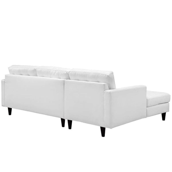 Empress Left-Facing Leather Sectional Sofa in White