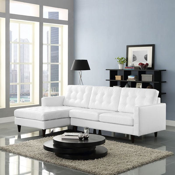 Empress Left-Facing Leather Sectional Sofa in White