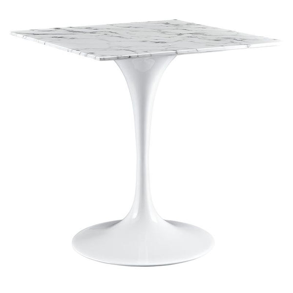 Lippa 28" Artificial Marble Dining Table in White