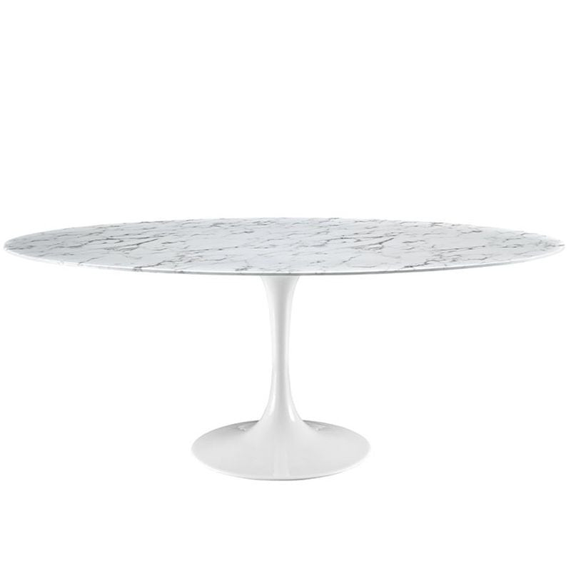 Lippa 78" Artificial Marble Dining Table in White