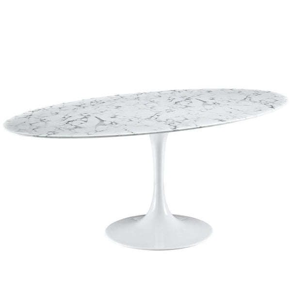 Lippa 78" Artificial Marble Dining Table in White