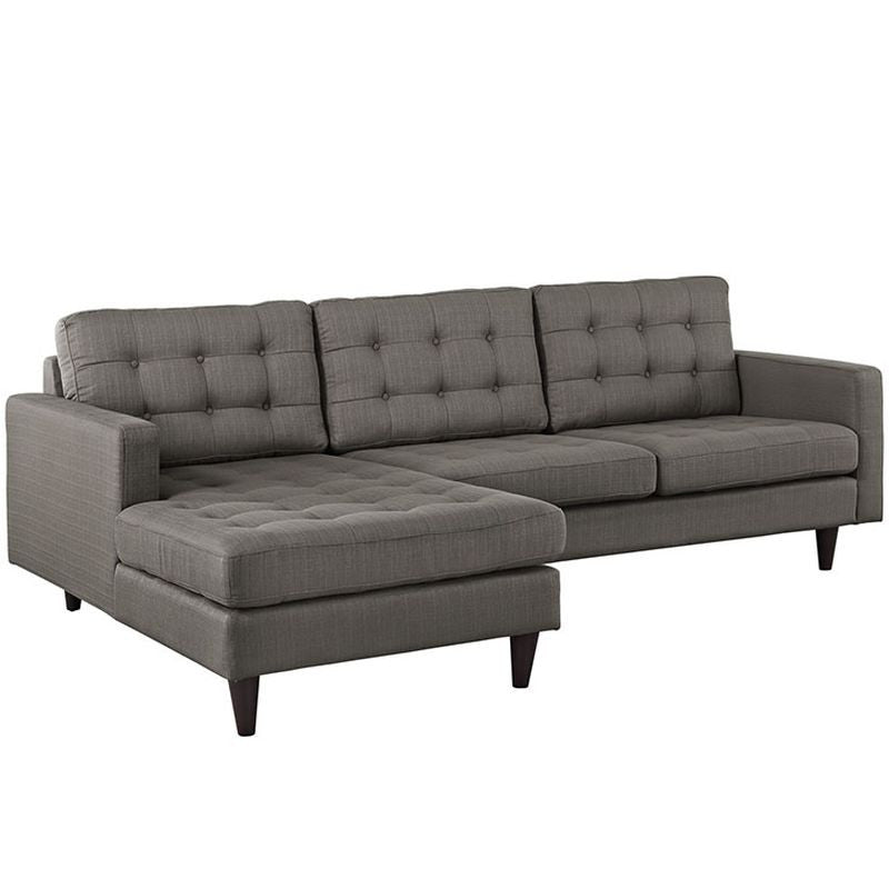 Empress Left-Facing Upholstered Sectional Sofa in Granite