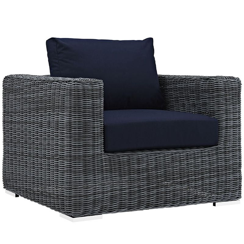 Summon Outdoor Patio Fabric Sunbrella® Armchair in Canvas Navy