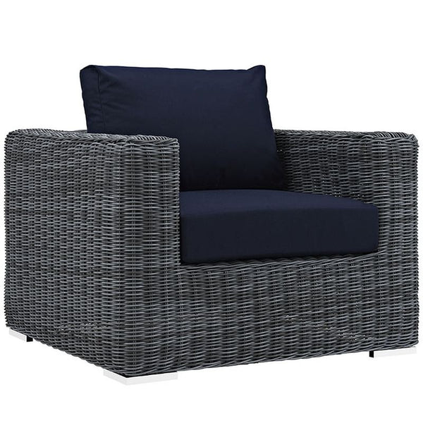 Summon Outdoor Patio Fabric Sunbrella® Armchair in Canvas Navy