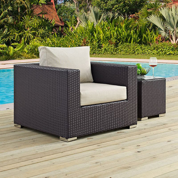 Convene Outdoor Patio Armchair in Espresso Beige