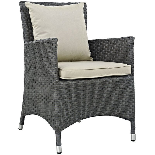 Sojourn Dining Outdoor Patio Sunbrella® Armchair in Antique Canvas Beige