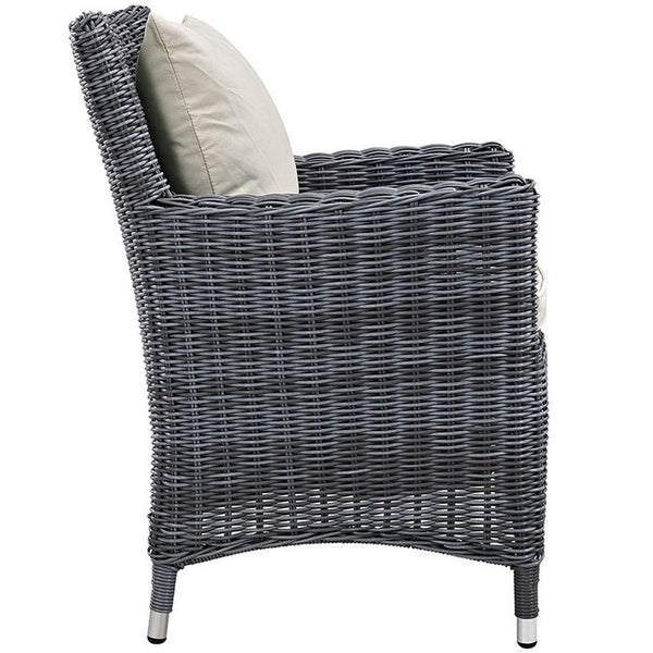 Summon Dining Outdoor Patio Sunbrella® Armchair in Antique Canvas Beige