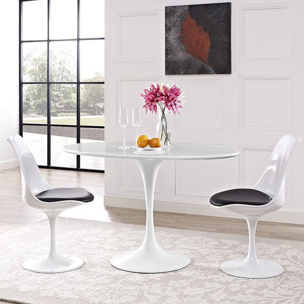 Lippa 48" Oval-Shaped Wood Top Dining Table in White
