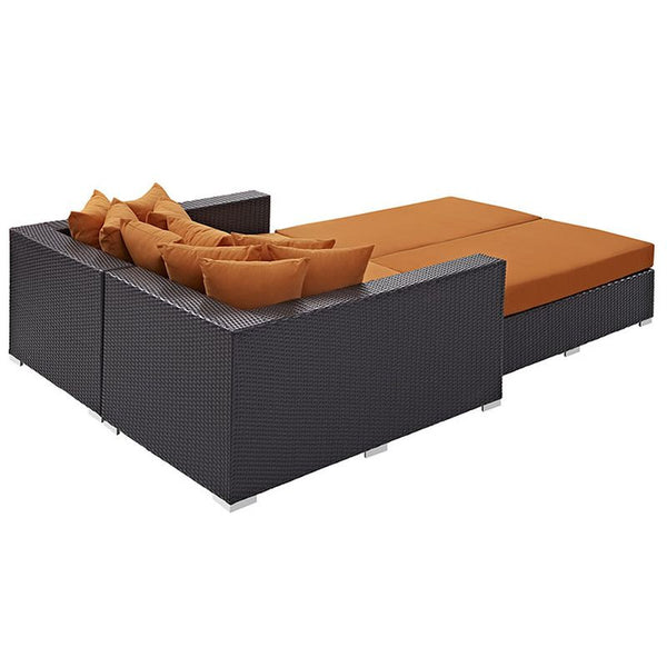 Convene 4 Piece Outdoor Patio Daybed in Espresso Orange