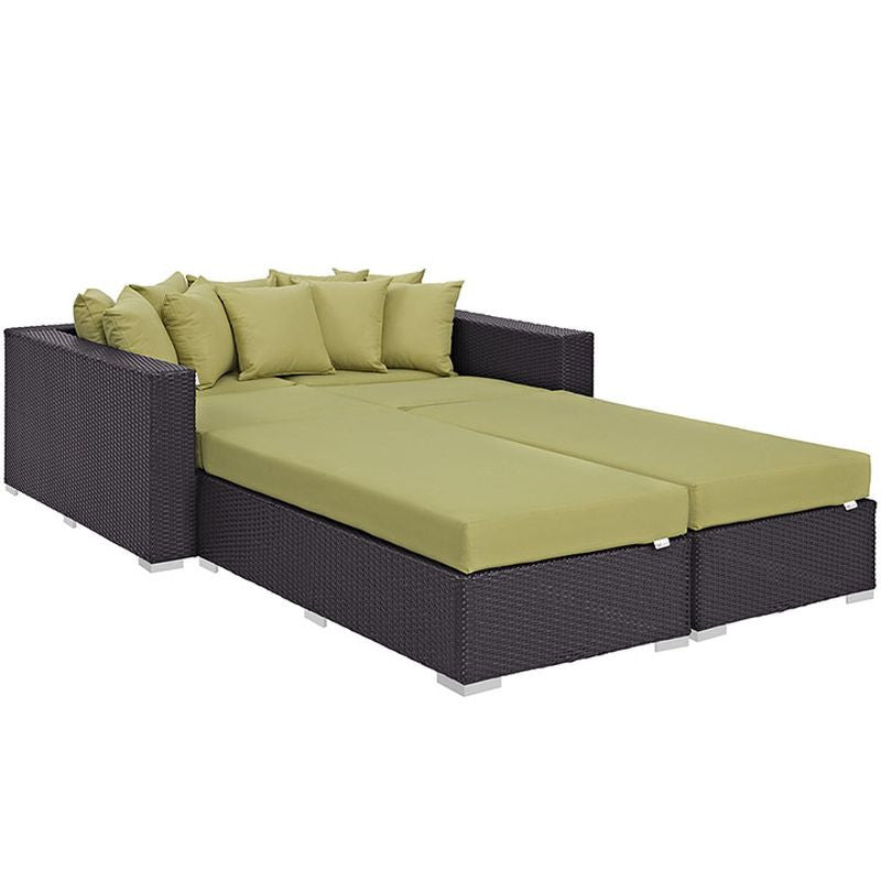 Convene 4 Piece Outdoor Patio Daybed in Espresso Peridot