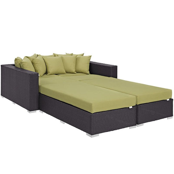 Convene 4 Piece Outdoor Patio Daybed in Espresso Peridot