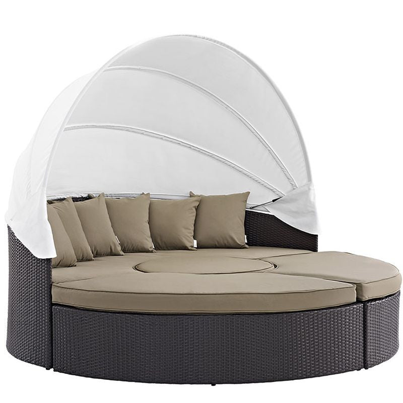 Convene Canopy Outdoor Patio Daybed in Espresso Mocha