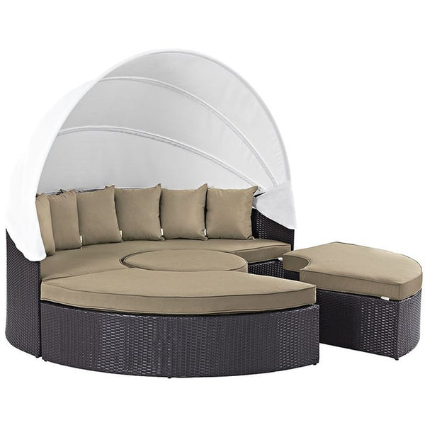 Convene Canopy Outdoor Patio Daybed in Espresso Mocha
