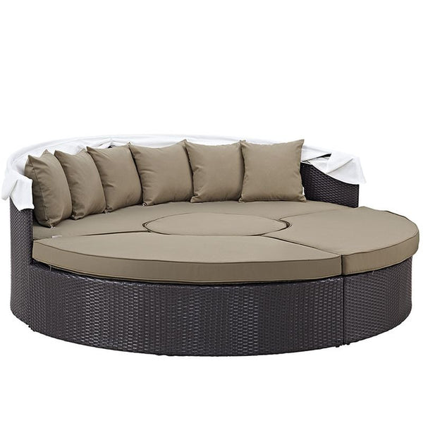 Convene Canopy Outdoor Patio Daybed in Espresso Mocha