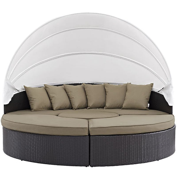 Convene Canopy Outdoor Patio Daybed in Espresso Mocha
