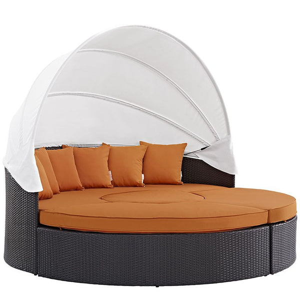 Convene Canopy Outdoor Patio Daybed in Espresso Orange