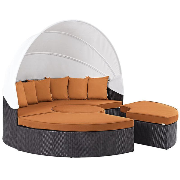 Convene Canopy Outdoor Patio Daybed in Espresso Orange