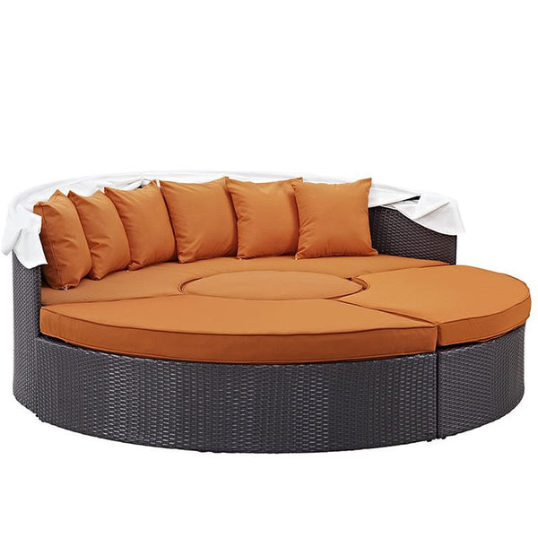 Convene Canopy Outdoor Patio Daybed in Espresso Orange