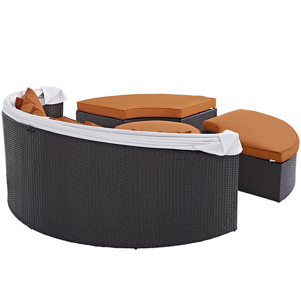 Convene Canopy Outdoor Patio Daybed in Espresso Orange