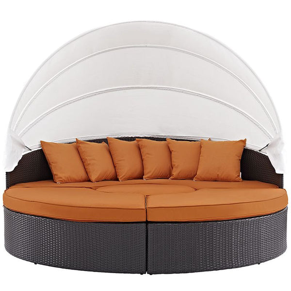 Convene Canopy Outdoor Patio Daybed in Espresso Orange