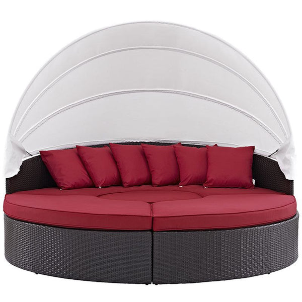 Convene Canopy Outdoor Patio Daybed in Espresso Red