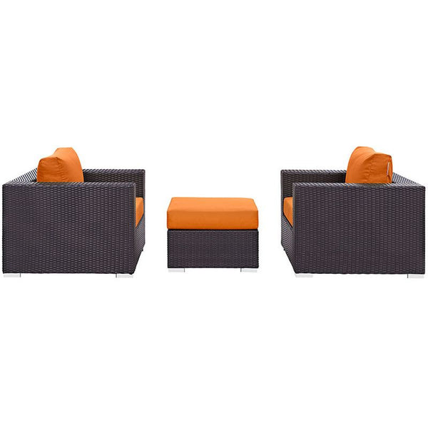 Convene 3 Piece Outdoor Patio Sofa Set in Espresso Orange