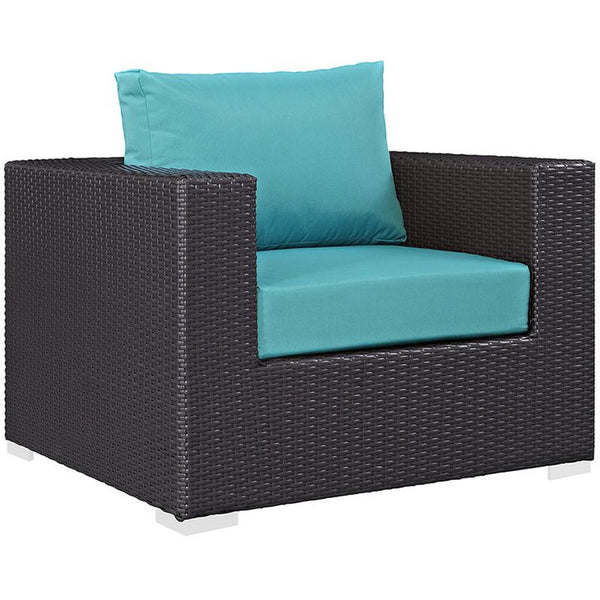 Convene 3 Piece Outdoor Patio Sofa Set in Espresso Turquoise