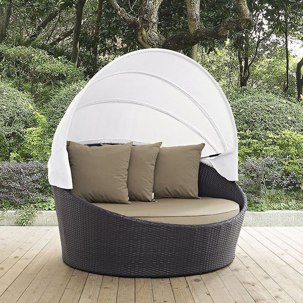 Convene Canopy Outdoor Patio Daybed in Espresso Mocha