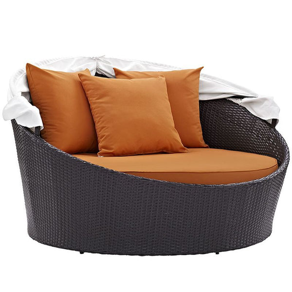 Convene Canopy Outdoor Patio Daybed in Espresso Orange