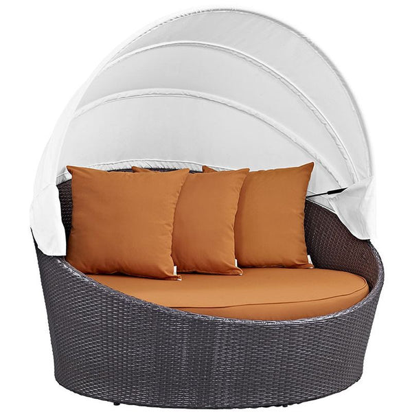 Convene Canopy Outdoor Patio Daybed in Espresso Orange