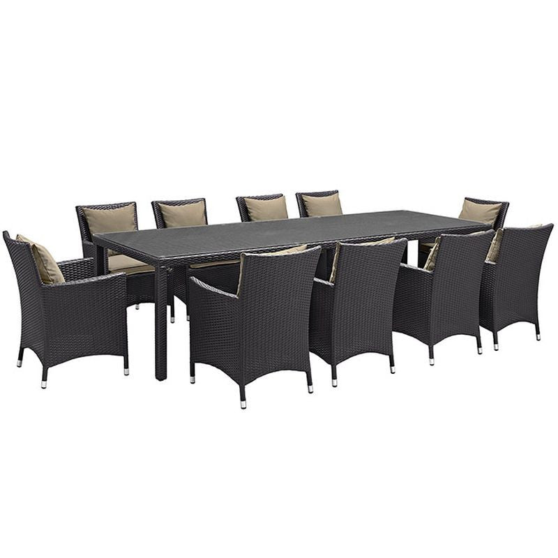 Convene 11 Piece Outdoor Patio Dining Set in Espresso Mocha