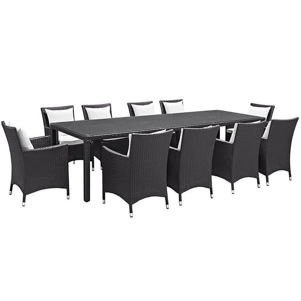 Convene 11 Piece Outdoor Patio Dining Set in Espresso White